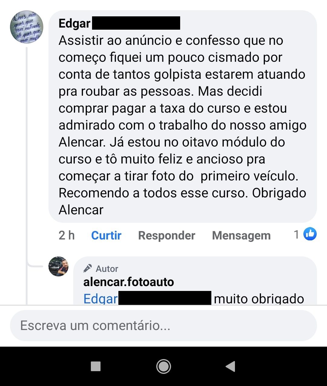 Aluno comemorando resultado